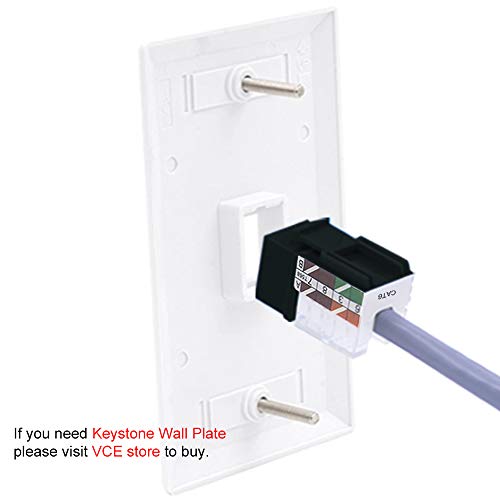 VCE 25-Pack Cat6A RJ45 90-Degree Keystone Jack Insert, Ethernet UTP Cat6A Keystone Jacks (Black) UL Listed