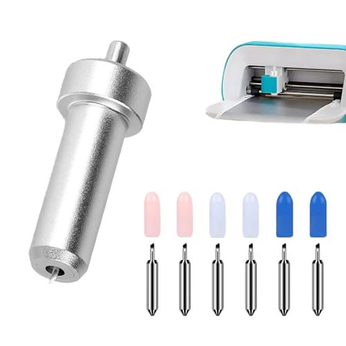 Cuchillas de repuesto para Cricut Joy Xtra/Extra 6 cuchillas de corte con 1 soporte, hoja de corte fino, para cuchillos Cricut con cuchillas de punta fina de 30° 45° 60°, carcasa plateada