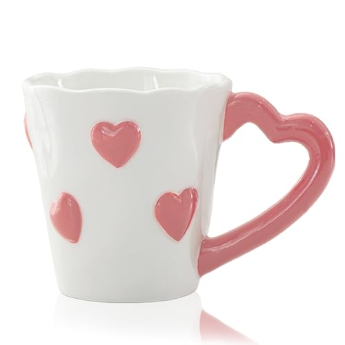 8.5 oz Heart-Shaped Coffee Mug – Cute Ceramic...