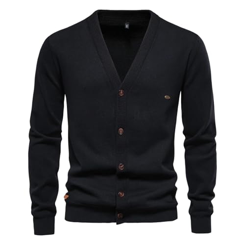 Men Cotton Cardigan Sweater Casual Single Breasted Solid Color Cotton Sweater3