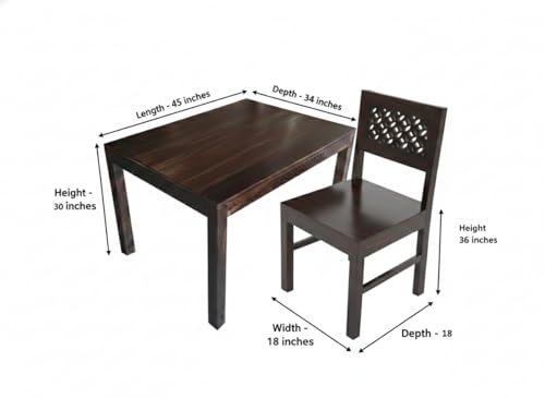 Image of RECTART Solid Wood Dining Table Set with Chairs for Living Room Home | Wooden Dining Room Sets Furniture for Hotels and Restaurants | (CNC-Top-W, 4 Seater)