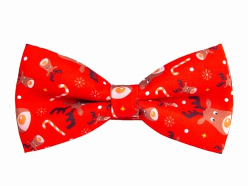 Selece Mens Christmas Bow Tie Festival Christmas Cartoon Theme Xmas Holiday Party Handmade Pre-Tied Bowties (Red Deer)
