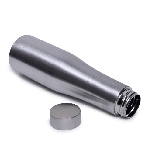 Image of HORNBILLS 1000 Stainless Steel Water Bottle 1 ltr, Single Walled, Leak Proof Lid, Rust Proof For School, Office, Gym I Silver