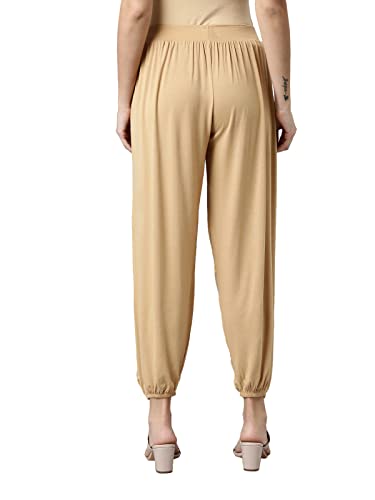 Image of GO COLORS Women Mid Rise Viscose Harem Pants | Wrinkle Free, Relaxed Fit, Free Size
