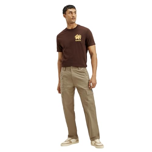 Image of Levi's Men's Mid Rise Khaki Loose Fit Cargo Trousers