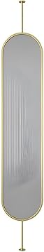 Modern Room Divider, Privacy Decoration Separators with Glass, Freestanding Room Partition Wall Dividers, for Bedroom, Living Room, Bathroom, Gold-1pcs-180x45cm/70.9x11.8in