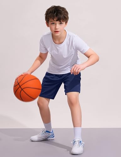 Image of Somaibo Boys Athletic Shorts Youth Quick Dry Soccer Basketball Running Gym Performance Mesh Sports Shorts for Kids