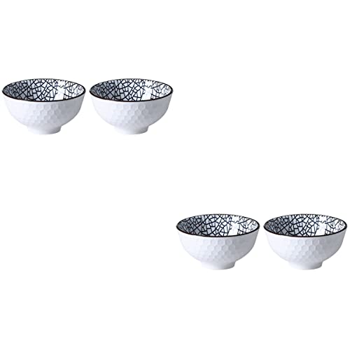UPKOCH 4Pcs Grietas Estilo Cerámico Cuenco Japonés Chino Arroz Cuenco Ensalada de Fruta Cena Cena Tazón de Porcelana Sopa de Tacos Cocina Vajilla Regalos