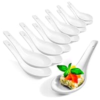 Lurrose 2 Cuillères En Céramique De Style Chinois Cuillère à Soupe Portion Cuillère De Riz Asiatique Cuillère Pour Cuisine Restaurant à La Maison