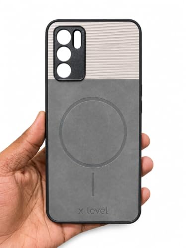 Image of Bintage Dual-Leather 2in1 Phone Case| Soft Touch Finish | Full Camera Protectection Back Cover Compatible for Oppo CPH2321 /Oppo A53s 5G - White & Matelic Grey