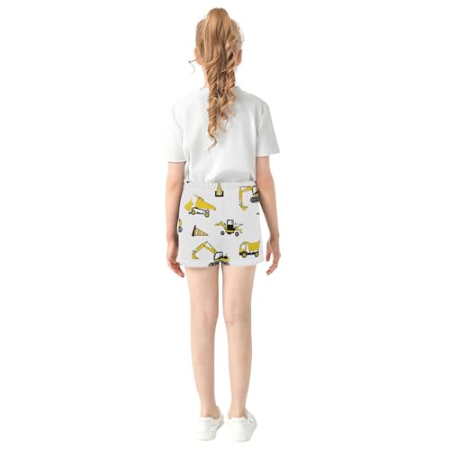 Girls Athletic Construction Vehicles Excavators Comfy Summer Casual Shorts Kids Youth Pajama Sleepwear, X-Small3