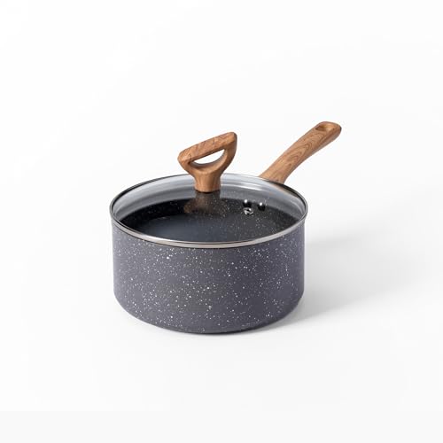 Image of T-fal Revive Ceramic Non-Stick, 3 Quart Saucepan With Lid, Stone Grey