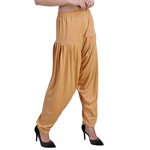 Image of Ultra Soft Rayon Viscose Solid Attractive Pleated Pattern Casual wear Patiala Pants for Womens