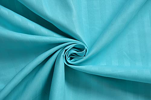 Image of 300 TC Glace Cotton Plain Stripe Queen Size Single Bedsheet with 1 Pillow Cover for Home, Hotel, Guest Room (60 X 90) Inch Aqua Green Pack 1