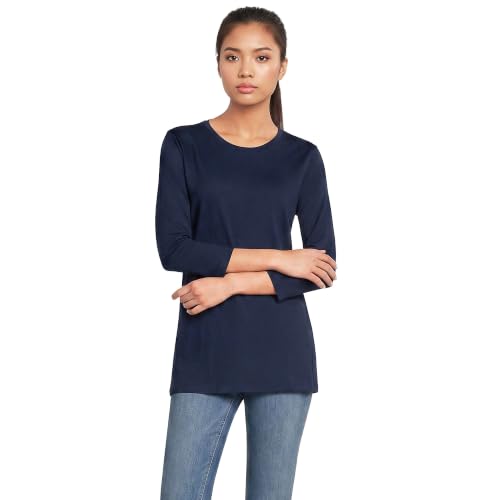 Image of Lands' End Women's 3 /4 Sleeve Supima Cotton Crewneck Tunic