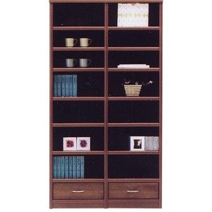 オープンラック/オープンシェルフ 幅97cm 木製(天然木) 棚板/引き出し収納付き 日本製 ブラウン 【Glacso2】グラッソ2 【完成品 開梱設置】【代引不可】 ds-1652410