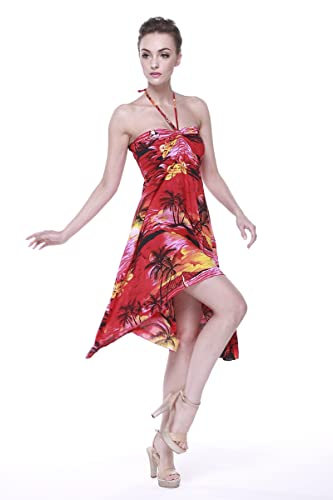 Image of Hawaii Hangover Family Matching Hawaiian Clothes, Sunset Red | Family matching Hawaiian outfits, Sunset Red, lightweight rayon, machine washable, tropical floral print, luaus, cruises