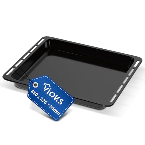 VIOKS Backblech 45x37 cm Ersatz für Whirlpоol Tiefes Backblech 481010657928 - Fettpfanne Backofen Tief, Antihaft Backblech Emaille - Backofenzubehör & Herdzubehör