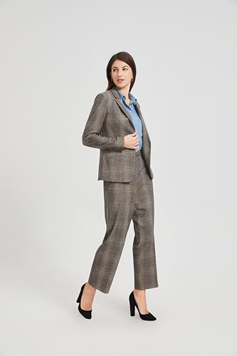 Elegant Checkered Lapel Office Blazer for Women - Business Formal & Professional Workwear4