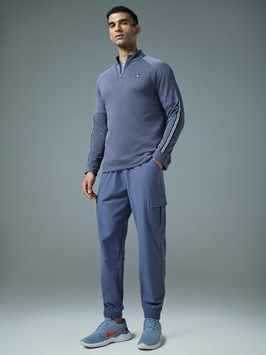 Image of TECHNOSPORT Men's Slim Fit Mock Neck SOID Sports Sweatshirt with Elasto Plus