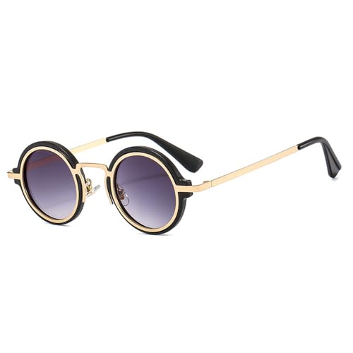 Lunettes de soleil rondes pour femmes rétro punk verres verts dégradés métal UV400