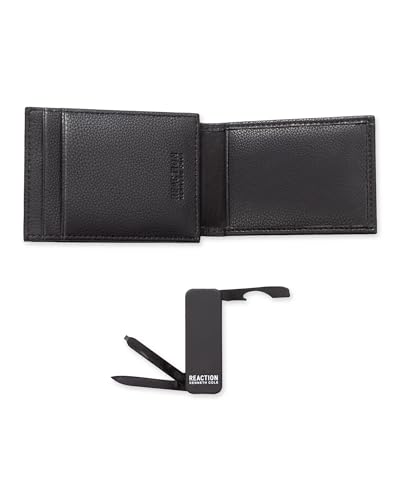 Kenneth Cole REACTION Men's Slim Magnetic Front Pocket Wallet with Dual Money Clip Tool Set, Black, One size2