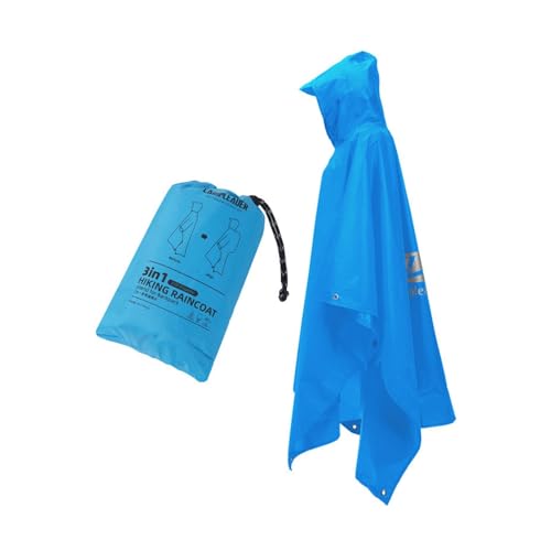 Ronyme Poncho Impermeable para Adultos con Capucha Botón Reutilizable Chaqueta Poliéster Función Resistente para Actividades Al Aire Libre Como Camping Sende, Azul, universal