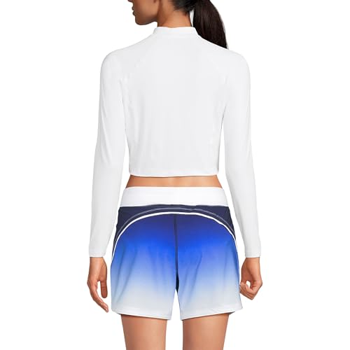 Lands' End Women's Long Sleeve Mock Neck Cropped UPF 50 Sun Protection Rash Guard2