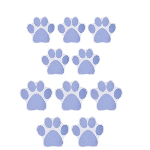 Fenteer 10 Pieces Non Slip Bathtub Stickers Paw Print Bath Treads Non Slip Traction to Tubs Bathtub Stickers Decal Anti Slip Appliques, Purple