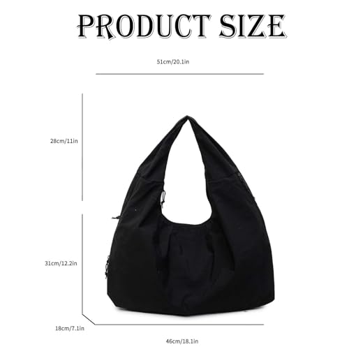 Slouchy Tote Bag for Women Crescent Shoulder Bag Nylon Solid Pleated Handbag Casual Hobo Bag Travel Vacation2