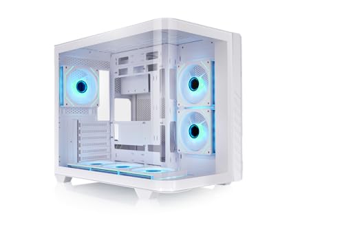 Image of Thermaltake Vision 330 CR ARGB; Mid Tower; Curved Hinged TG panel; 6x120mm Infinity ARGB PWM Fans Included; 360mm Radiator Support; 420mm GPU Clearance; Hidden Connector Support;Snow; CA-11V-00M6WN-00