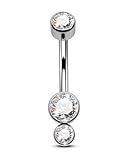 Agrewd Piercing para ombligo de titanio G23 de 14 G, joyería de ombligo de 10 mm, circonita azul transparente, joyería para el ombligo, joyería para el cuerpo, joyería para el ombligo para mujer