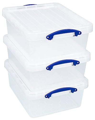 Really Useful Box Plastic Storage 23.5 Litre Clear (Pack of 3)