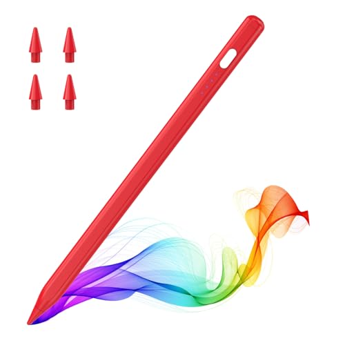 Image of Moko Pencil for iPad(A16) 11th 10th Gen,USB-C Fast Charging,Red | Stylus Pen for 2018-2026 Apple iPad 11 /10 /9 /8 /7 /6 /A16, Mini 7-5, Air M4-M2 11 inch /13 inch /5 /4 /3, Pro 13 inch /12.9 inch /11 inch Tilt Sensitivity