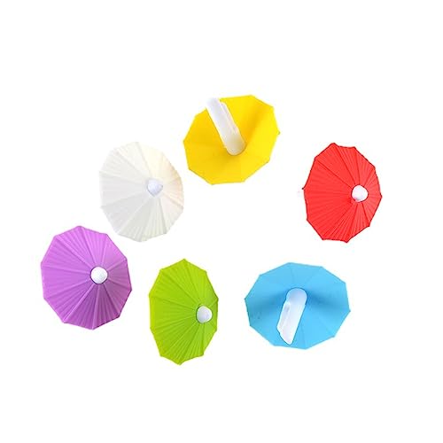 6Pcs Umbrella Shape Wine Glass Markers Accessories Glass Recognizers Cup Drink Ornament Silicone Wine Glass Charm
