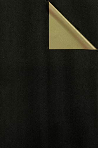 Geschenkpapier Schwarz Gold beidseitig bedruckt, Secare Rolle, Geschenkverpackung Größe 70cm x 250m