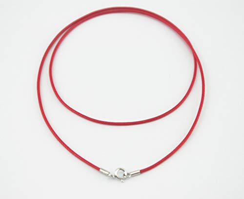 Image of Glory Qin Red Silk Braided Rope Chain 925 Silver Plated Clasp Leather Cord Chain Necklace Rope (1.0 mm, 16 Inches)