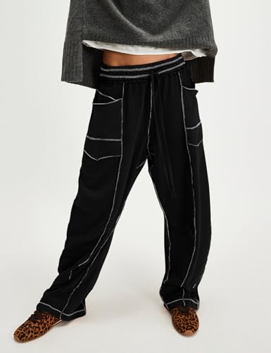 Wyeysyt Womens Barrel Baggy Sweatpants High Waisted Wide Leg Pants Drawstring Athletic Casual Lounge Pants with Pockets4