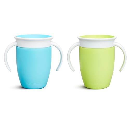 Munchkin Miracle 360 Tazze Di Transizione, Set Training Antigoccia Con Manici, Senza Pba, Lavabili In Lavastoviglie - Confezione Da 2 X 207 Ml, Blu/Ve