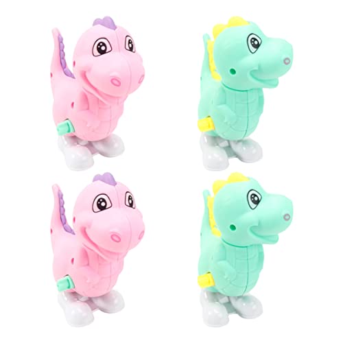 Toyvian 4pcs Cartoon Dinosaur Wind Up Funny Plaything Clockwork Action Random Color Design for Endless Fun Random Color