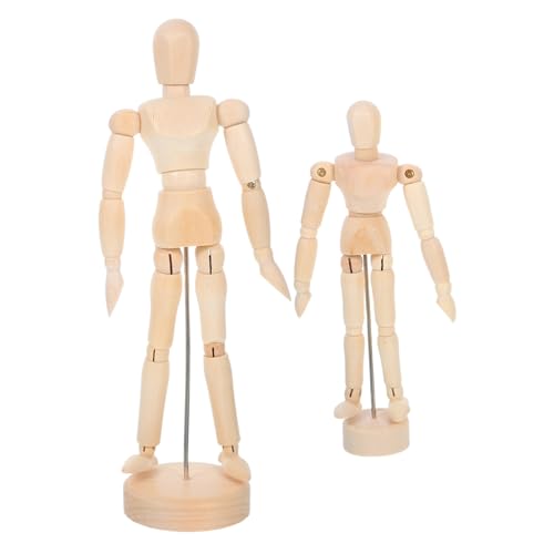 Gadpiparty 2pezzi Manichino Articolato in Legno per Artisti Giunti di Bloccaggio per Pose Realistiche per Schizzi Pittura e Modellazione Finitura Naturale e Portatile per Nature Morte e Proge
