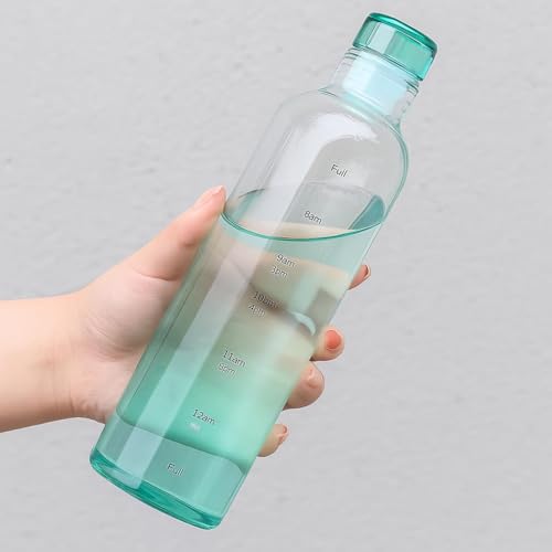 Image of Borosilicate Glass Water Bottle 500ml - Leak Proof H2O Fridge Bottle with Airtight Cap & Time Marker | Reusable Office, School, Gym, Travel Water Bottle (Pack of 1, Multicolor)
