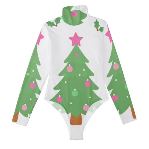 Camiseta de manga larga para mujer con cuello alto falso y estampado navideño de jengibre
