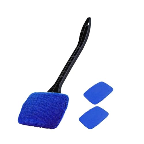 Kit de cepillo limpiador de ventanas de coche, cepillo de toalla de microfibra for limpieza de parabrisas con mangos largos, juego de herramientas compatible con accesorios de coche(3Pcs-Blue Brush)