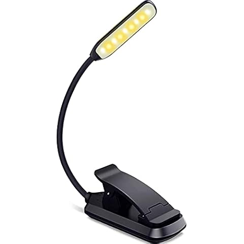 9 LED Book Light, USB Rechargeable Clip on Reading Light with Touch Sensor, 3 Light Colors (White/Warm/Mixed), Stepless Dimming Brightness, 360° Flexible Book Light for Bed Night Reading Cover