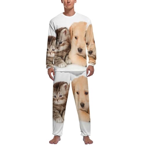 Pyjama homme chaton et chiot ensemble de nuit haut bas haute qualité
