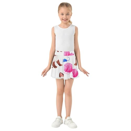 Siamese Kittens Blue Mouse White Girls' Shorts Athletic Skorts Tennis Skirts for Kids Summer Butterfly Skirt 3t3
