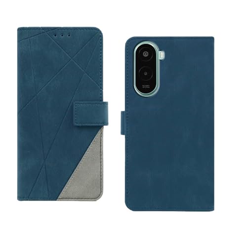 Image of amazon basics Poco M7 Plus Flip Cover | Card Pockets Wallet & Stand | Flip Cover for Poco M7 Plus (Blue with Grey)