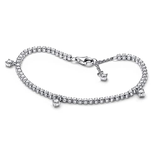 PANDORA Timeless Bracciale tennis in argento Sterling brillante con zirconia cubica trasparente, 16