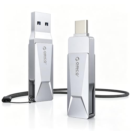 ORICO USB Stick 128GB USB C Stick Speicherstick OTG Bis zu 150MB/s 2-in-1 Typ C Flash Laufwerk Metall für iPhone 17/16/15/Android-Smartphone/Tablet/Mac/Laptop/PC Silber CB05